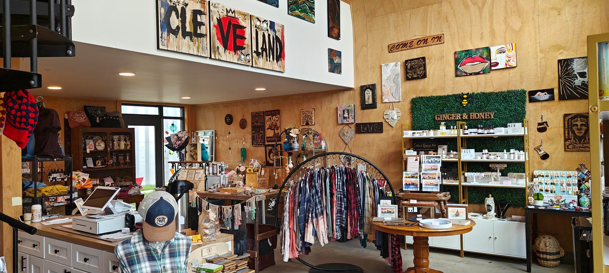 The Forest City Vault marketplace shelves filled with locally made goods in Ohio City, Cleveland